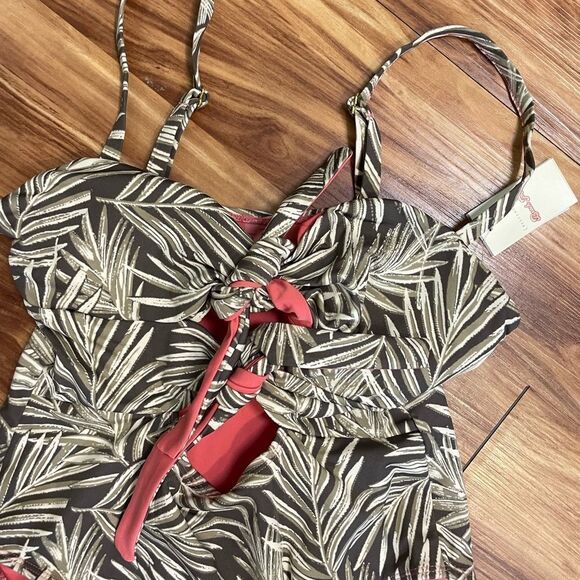 Crescent Drive Betty Cut Out Fern One Piece Swimsuit Large XL - Picture 2 of 6